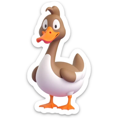 3D cartoon style goose, funny expression sticker