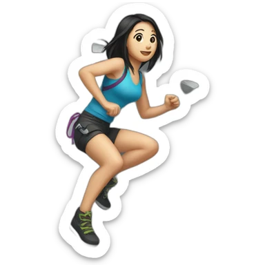 Caitlin Shih climbing a wall sticker