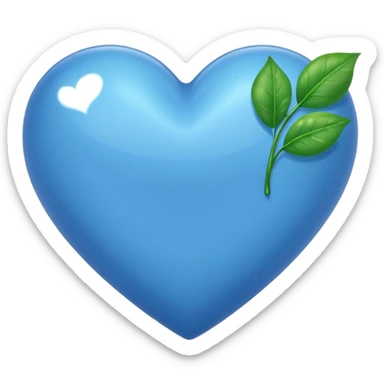 blue heart with a leaf sticker
