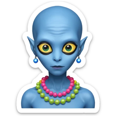 alien living in desert, colorful, accessories, just face  sticker
