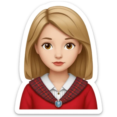 female with scottish red attire and dark blonde hair sticker