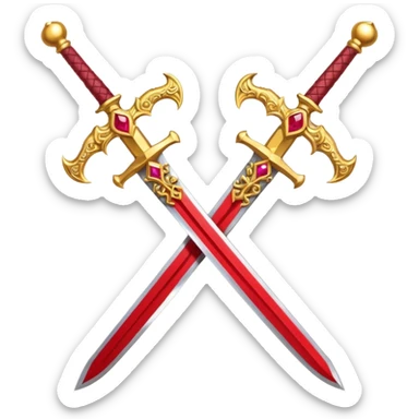 Two golden fiery royal crossed swords sticker