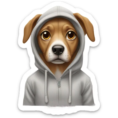 Dog wears a hoodie sticker