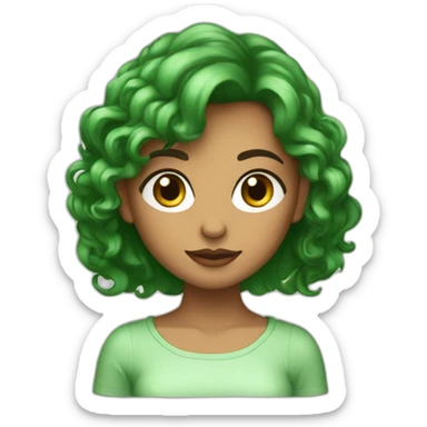 Fille cheveux aubrun en crop top vert sticker