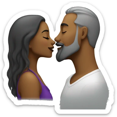  Grey Goatee beard man kisses Caribbean girl sticker