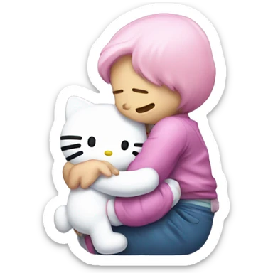 Hello kitty hugging dear Daniel  sticker