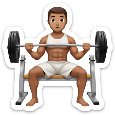 brown muslim man pushing weight wearing thobe on bench press sticker