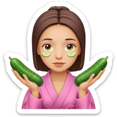 🧖‍♀️this with cucumber on her eyes at a spa and a pink robe sticker