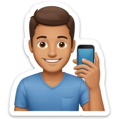casual guy with phone sticker