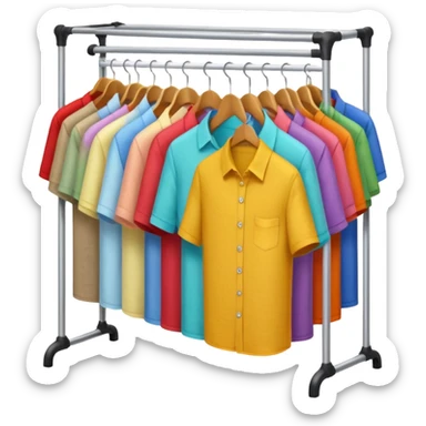 clothing rack with colorful shirts sticker