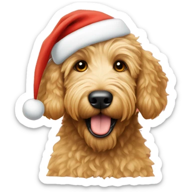 Golden doodle in Santa hat sticker