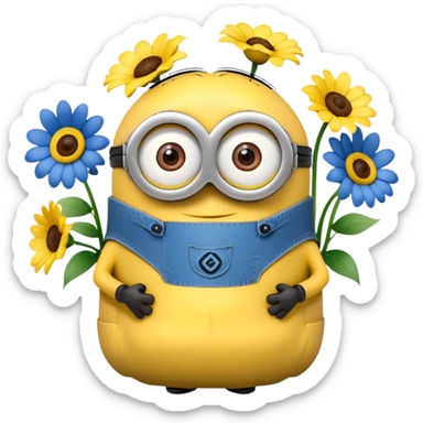 Minion met bloemen  sticker