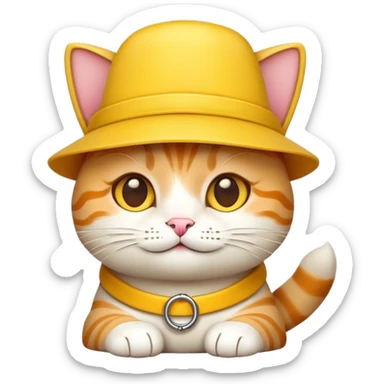 cheese cat wearing a yellow hat sticker