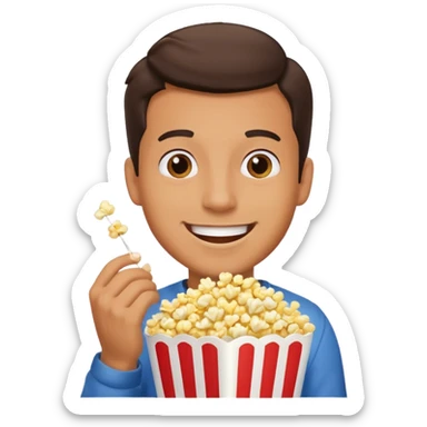 man with popcorn sticker