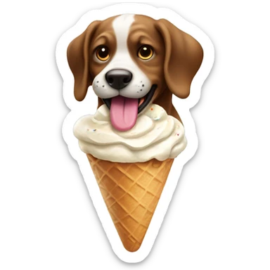 Dog eating ice cream cone sticker