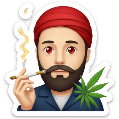 Hombre barbudo fumando porros muy drogado sticker