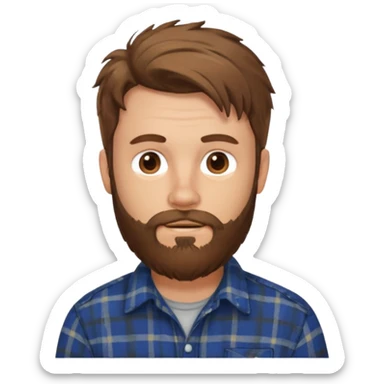 Chico blanco,barba, pelo castaño,camisa franela,pelo revuelto sticker