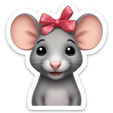 Rat with coquette bow on head sticker