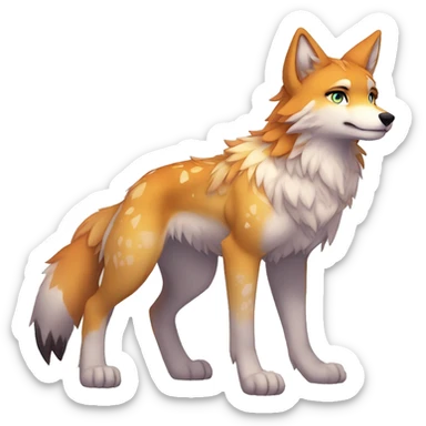 Anthro Colorful Shiny Fionbri-Falvie-sparkle-wolf-sona with wild markings full body sticker