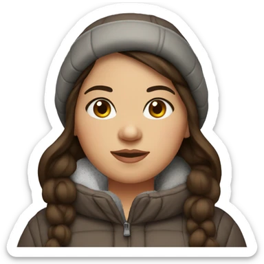 Chubby brunette with brown eyes in winter clothing  sticker