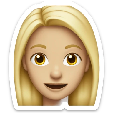blonde girl smiling with zipper sticker