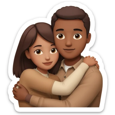 Couple hugs polaroid sticker