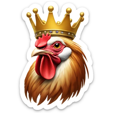 crestless rooster with a king's crown sticker