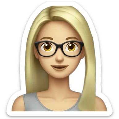 white caucasian girl dark hair glasses money sticker