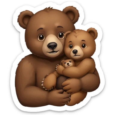 bear with a small bear on his arm sticker