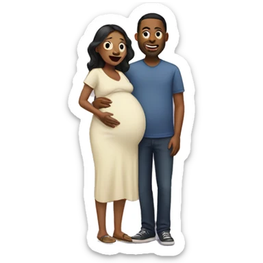 A pregnant woman with her husband  sticker