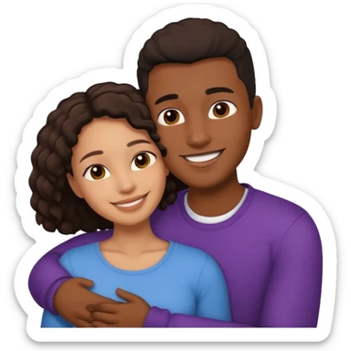 Ebony couple, light skin female brown skin male cuddling  sticker