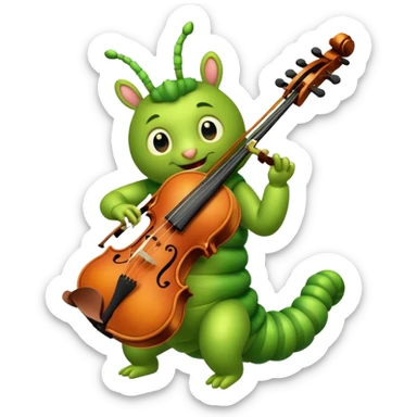 caterpillar playing violin on his shoulders sticker