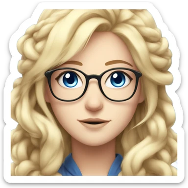 gorgeous anime lady with blue eyes and glasses butterflies and beautiful blonde hair sticker