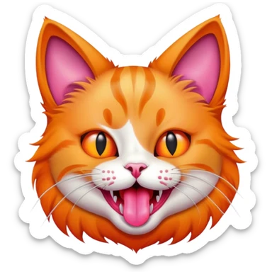 cat with tongue out, freaky sticker