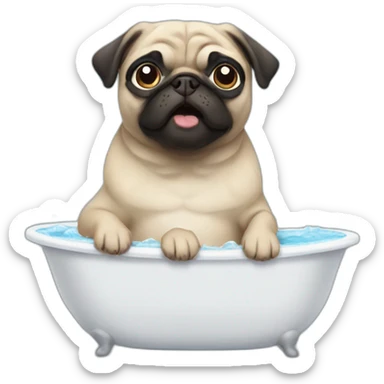 pug bathes sticker