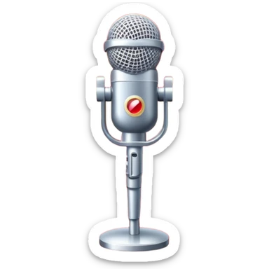 Create a glamorous and vibrant emoji that represents pop vocal performance. The emoji should feature a vintage stage microphone on a red carpet, with a spotlight shining on it. The stage should be empty but illuminated with concert lights, creating an atmosphere of excitement. Add elements like a festive firework display and a sparkling costume with rhinestones. Surround the scene with a ribbon made of musical notes to symbolize the connection to music. Use bright colors like gold, red, and silver, with a touch of sparkle to convey the glamour and energy of pop vocal performance. The background should be transparent. sticker