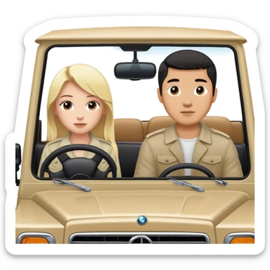 g wagon with blonde girl front seat and asian guy standing outside sticker