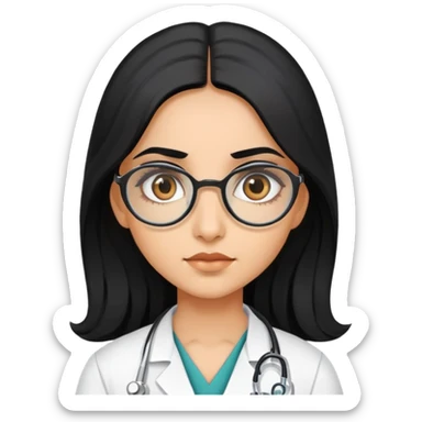 Girl doctor wearing eyes lenses with long black hair indian skin tone  sticker