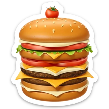 Crea una escena que contenga el mega combo: una hamburguesa, un frappé y papas fritas sticker