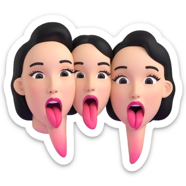 woman with two heads sticking out their tongues sticker