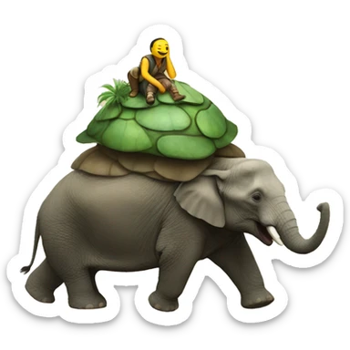 a flat world on top of elephants on a turtle's back sticker