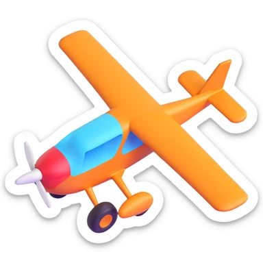 3D emoji style airplane, cartoonish proportions, bright colors sticker