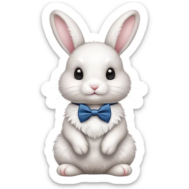 cute rabbit with bow tie, bunny with decorative ribbon sticker