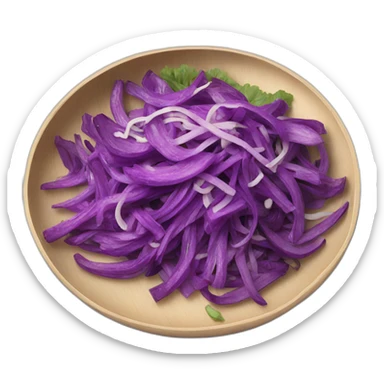 sliced purple vegetables in noodle dish sticker