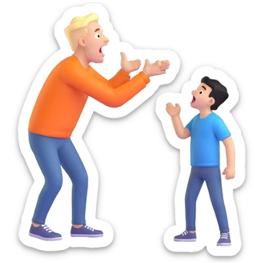 papa gritándole a su hijo en plano medio sticker
