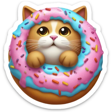 A fat cat with a doughnut around it sticker