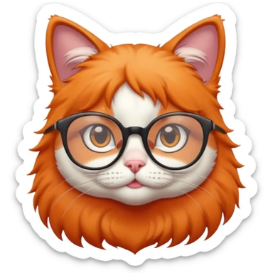 cute girl cat with big thin framed glasses sticker