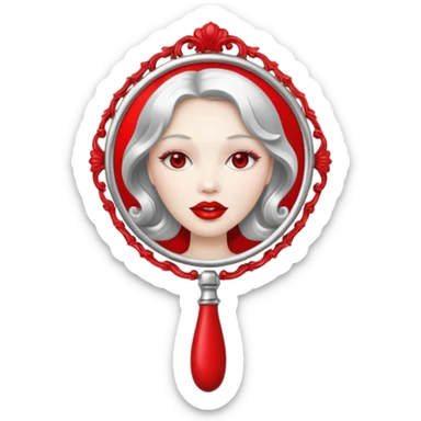 hand mirror, polished silver chrome, erotic vanity aesthetic sticker