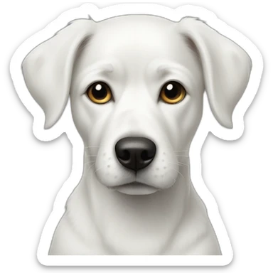 white dog with black spot on half of the face sticker