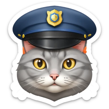 grey cat police sticker